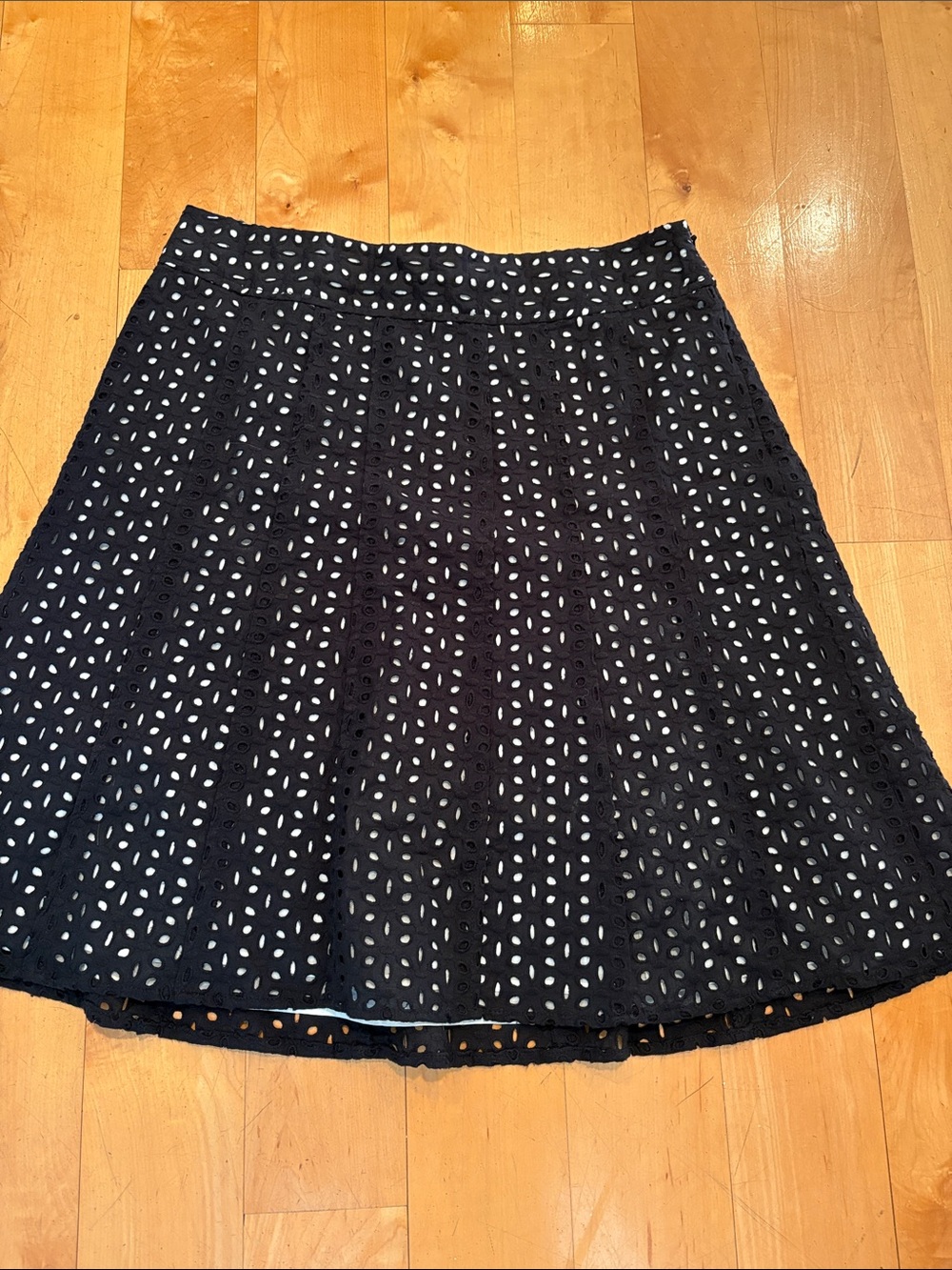 Ann Taylor Black Eyelet A-Line Skirt